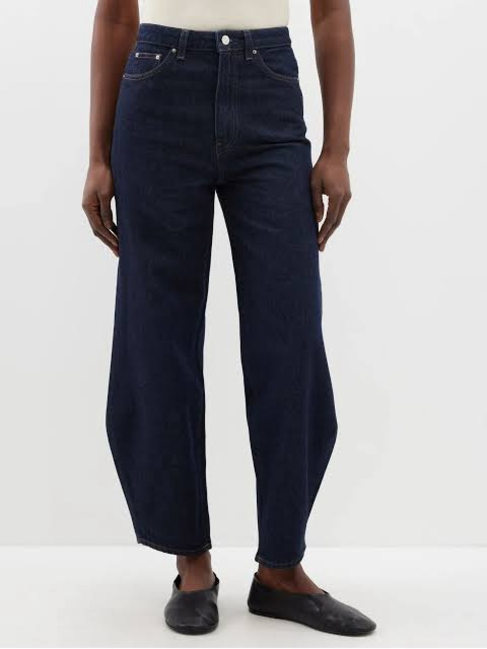 Toteme Mid/High-Rise barrel jeans in Dark Indigo